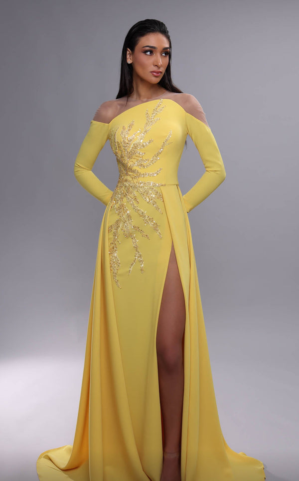 Yellow Satin Flounced Short A-line Cocktail Dress - Promfy