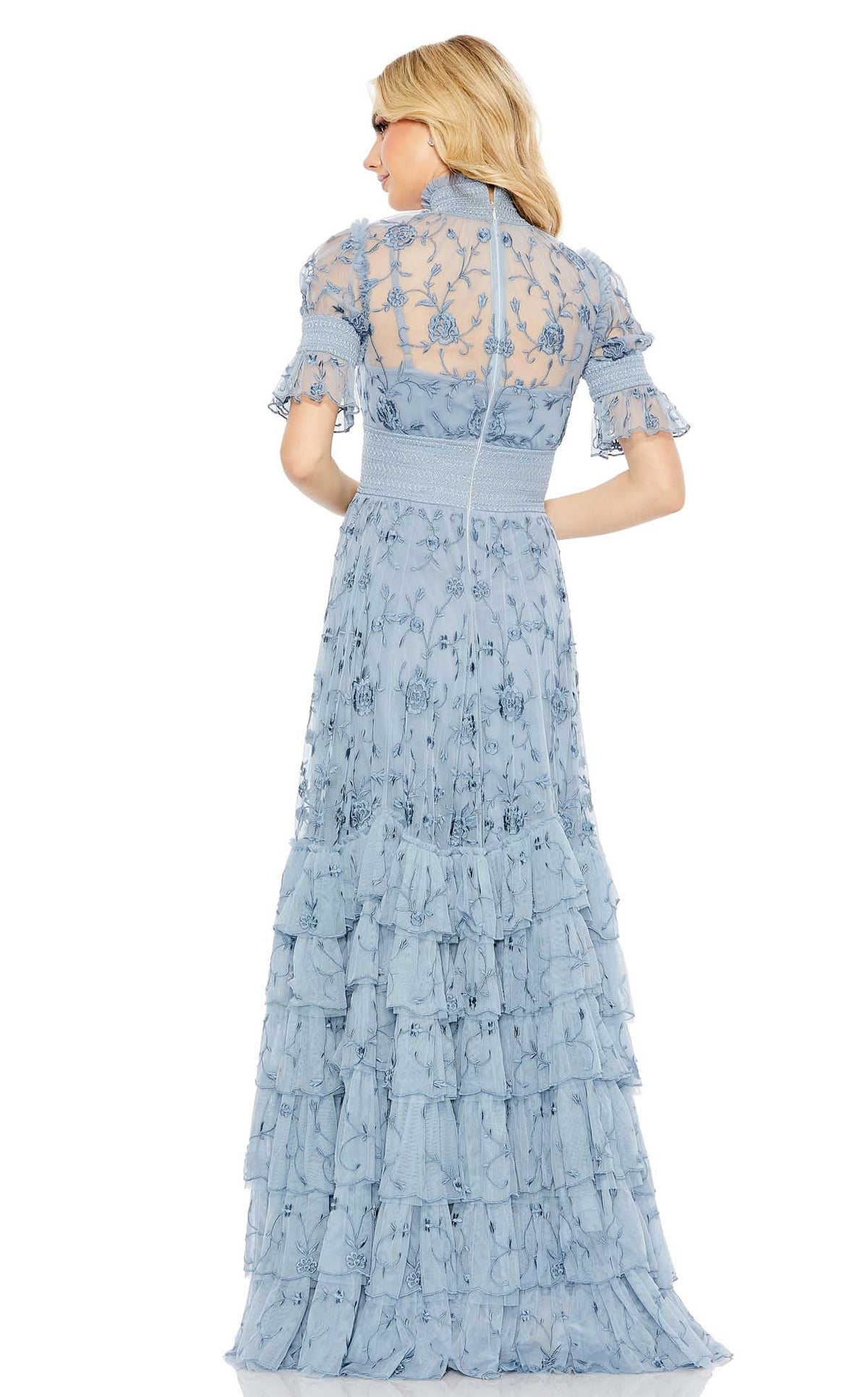●Mac Duggal●花柄ハイネックフリル裾 ミニドレス Mac Duggal 8005 Dress | NewYorkDress.com