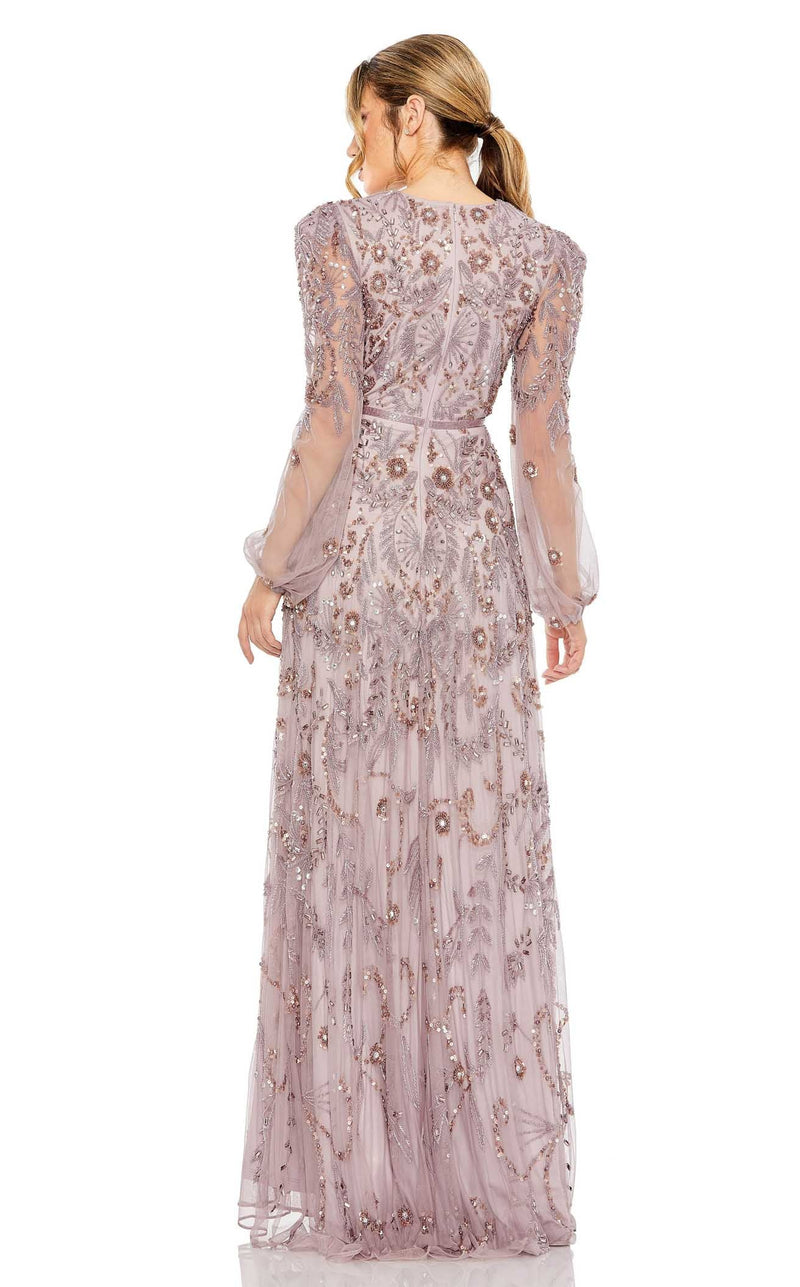 mac duggal sequin tiered long sleeve tulle dress Mac Duggal Long Sleeve Deep V Tiered Ruffle Sequin Dress