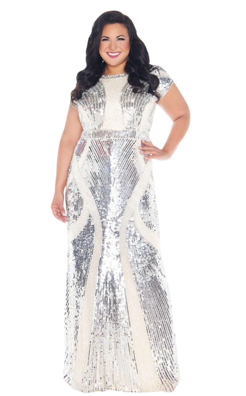 Mac Duggal Fabulouss 4676F Silver/Nude