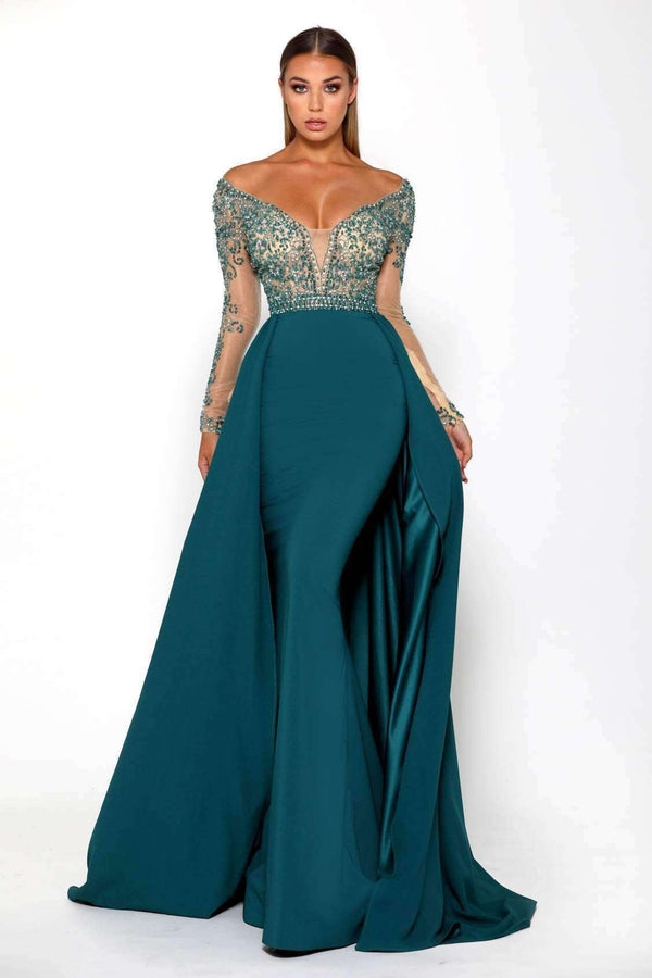 Long gown design off shoulder cheap