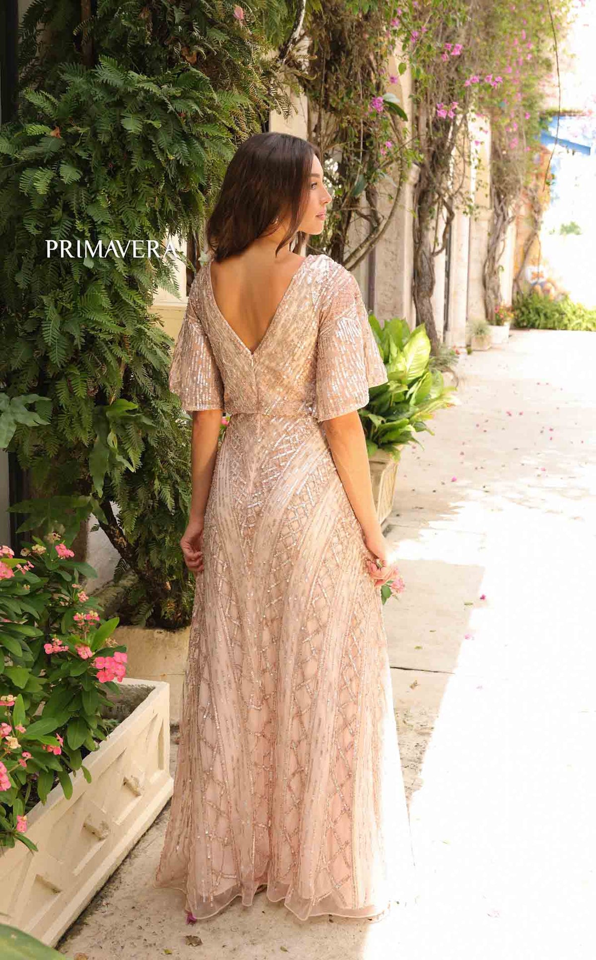 Primavera Couture 13119 Women's Formal Evening & Wedding Guest Dress - Platinum