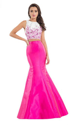 Rachel Allan 7540 White/Fuchsia