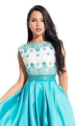 Rachel Allan 7628 White-Turquoise
