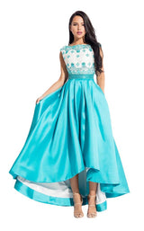 Rachel Allan 7628 White-Turquoise