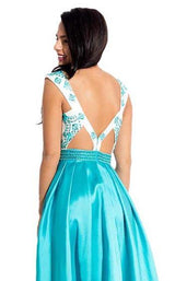 Rachel Allan 7628 White-Turquoise