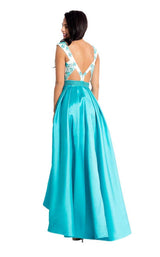 Rachel Allan 7628 White-Turquoise