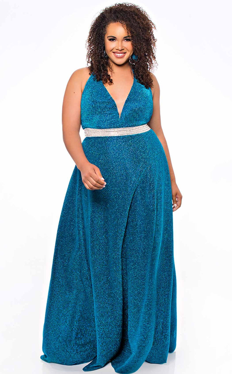Sydneys Closet SC7289 Turquoise-Shimmer
