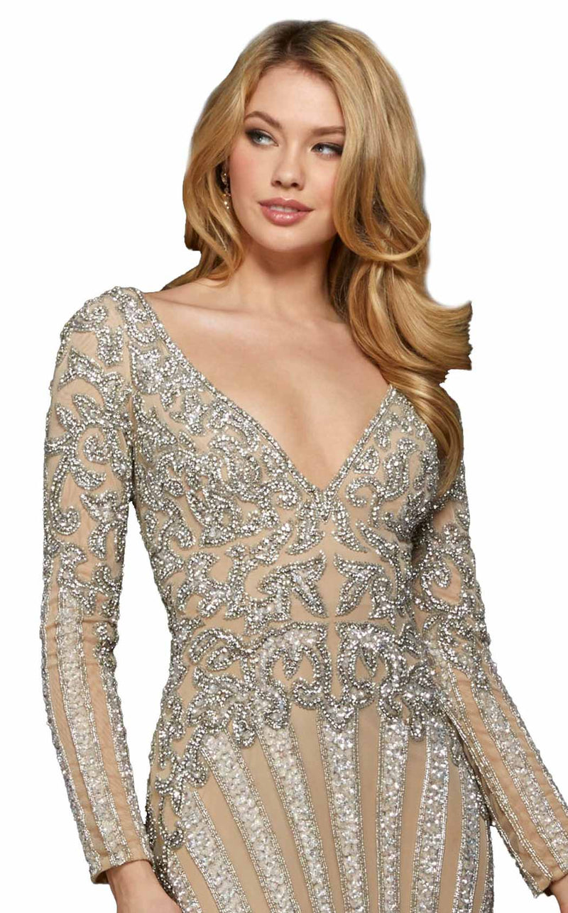 Sherri Hill 53292 Nude/Silver