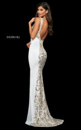 Sherri Hill 54119 Ivory-Silver-Gold