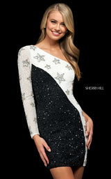Sherri Hill 54127 Black-Ivory-Silver