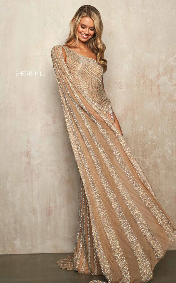 Sherri Hill 54232 Nude/Silver