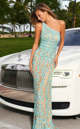 Sherri Hill 54250 Nude-Turquoise