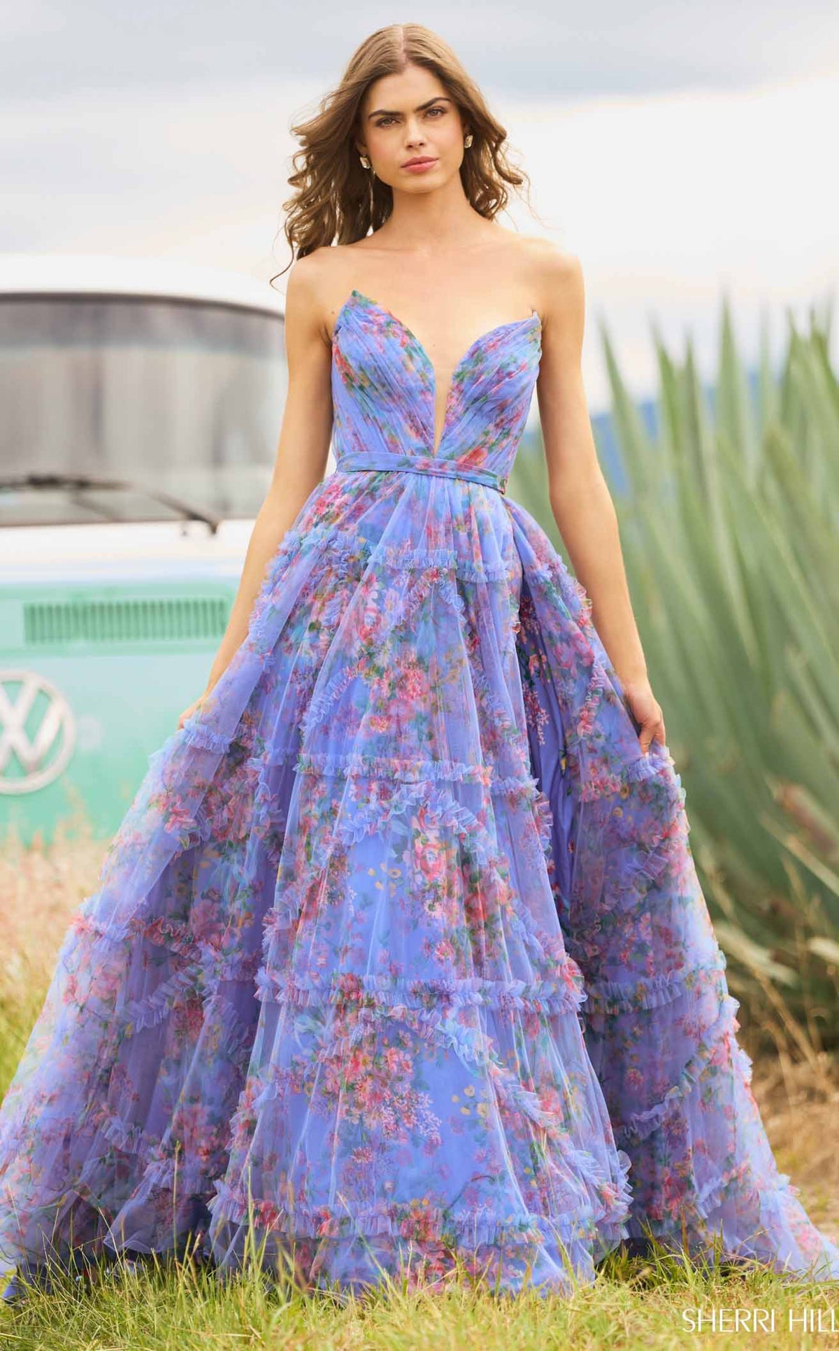 Women s Bright Pink Print Sherri Hill 55620 Dress NewYorkDress
