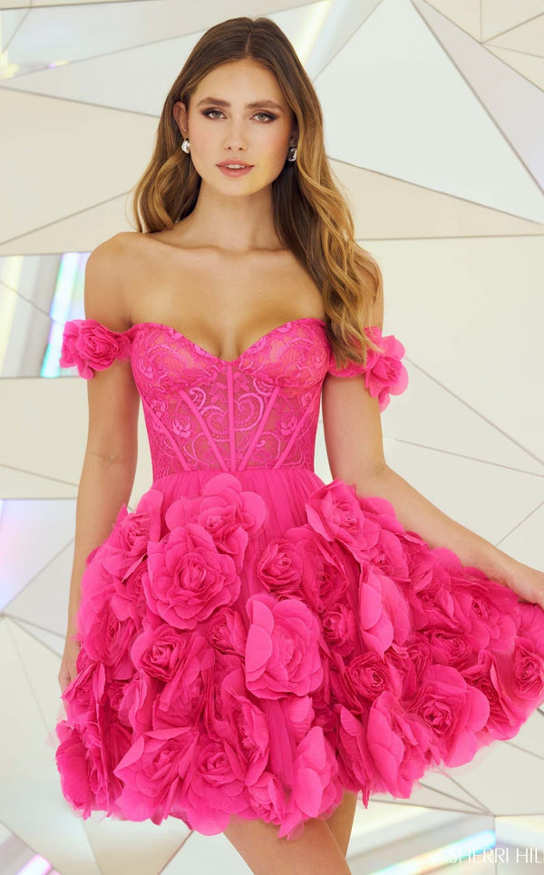 Sherri Hill 55717 Dress Bright-Pink