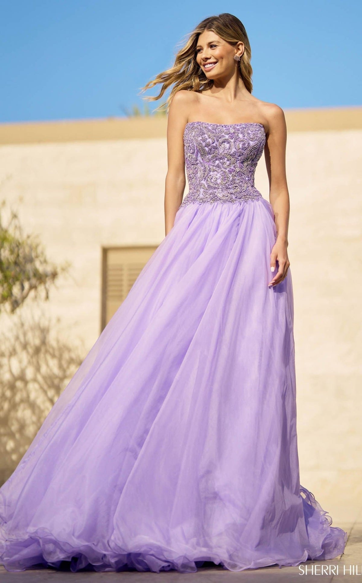 open lace back dress Sherri Hill 56314 75-025 / Lilac / 12 main image 1