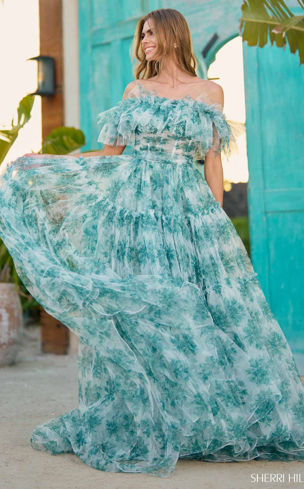 Sherri Hill 56128 Green Print