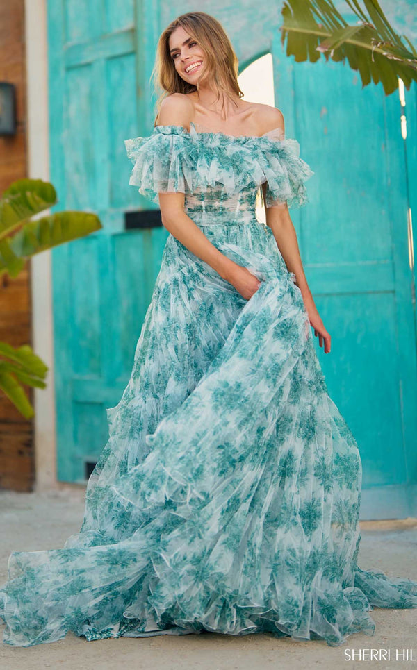Sherri Hill 56128 Green Print