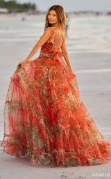Sherri Hill 56151 Orange Print