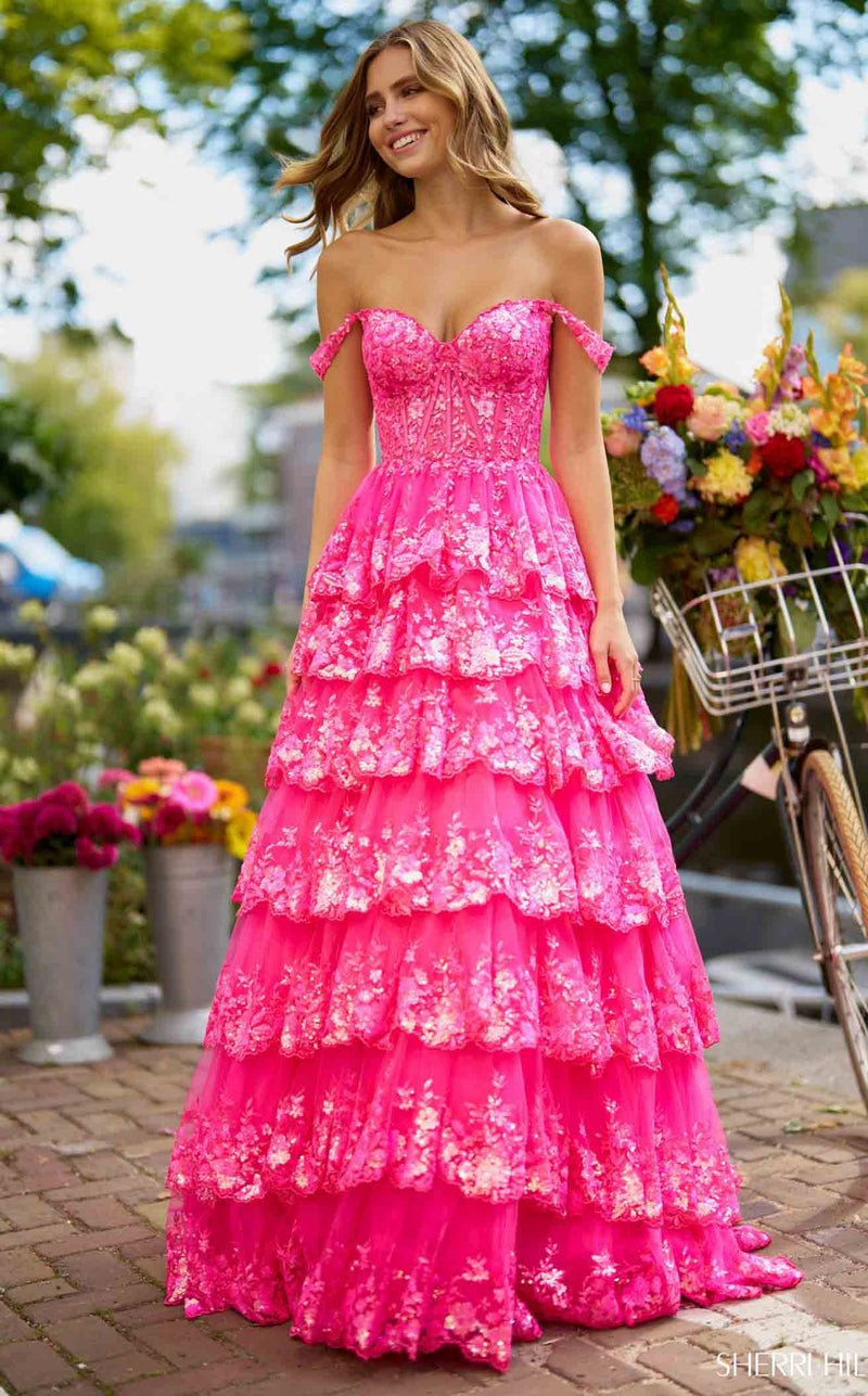 sherri hill pink tiered dress Sherri Hill 57872 Dress