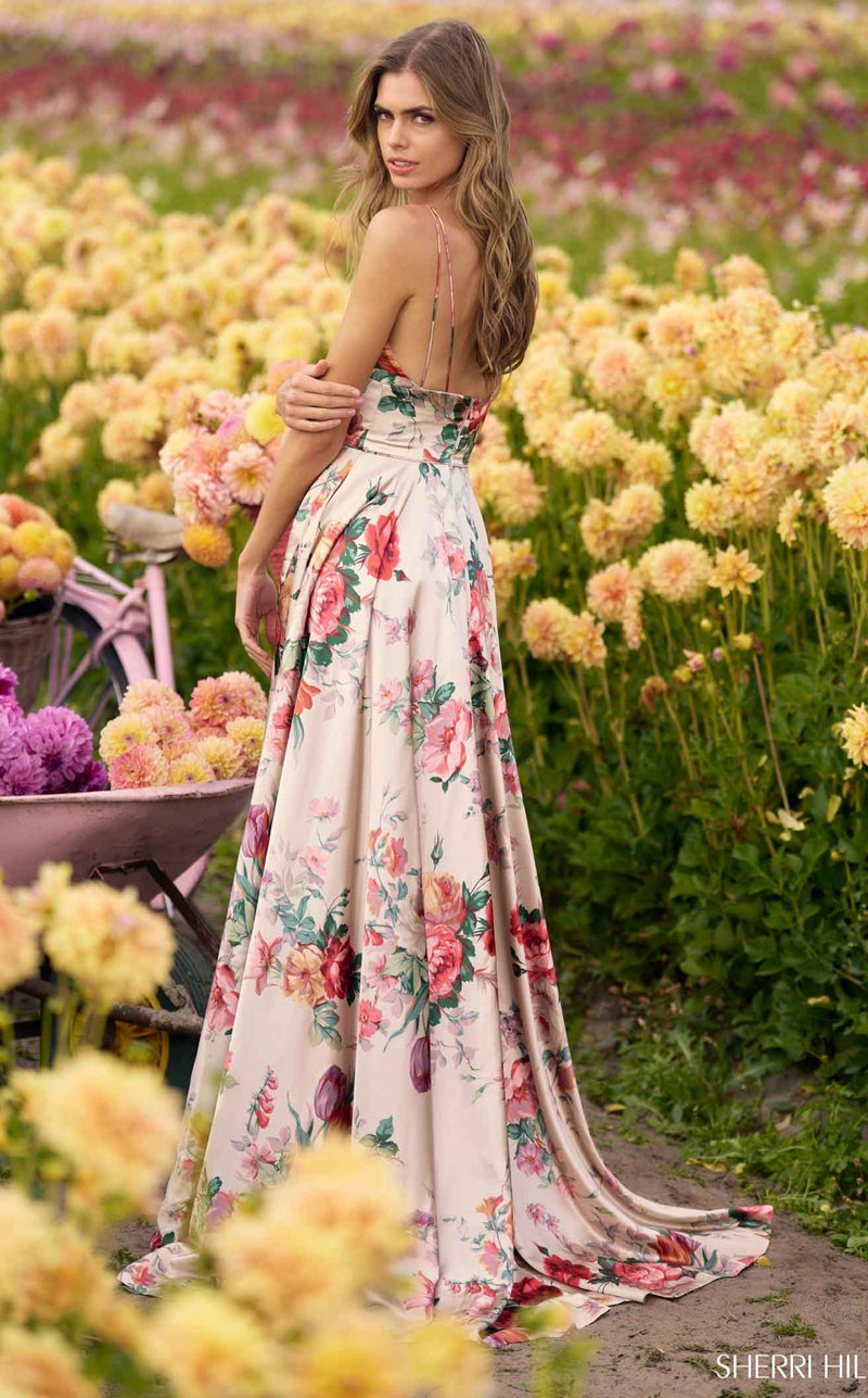 Sherri Hill 56247 Champagne Print