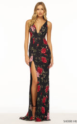 Sherri Hill 56301 Black/Red Print