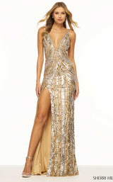 Sherri Hill 56316 Nude-Silver-Gold