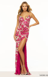 Sherri Hill 56324 Ivory-Fuchsia-Print