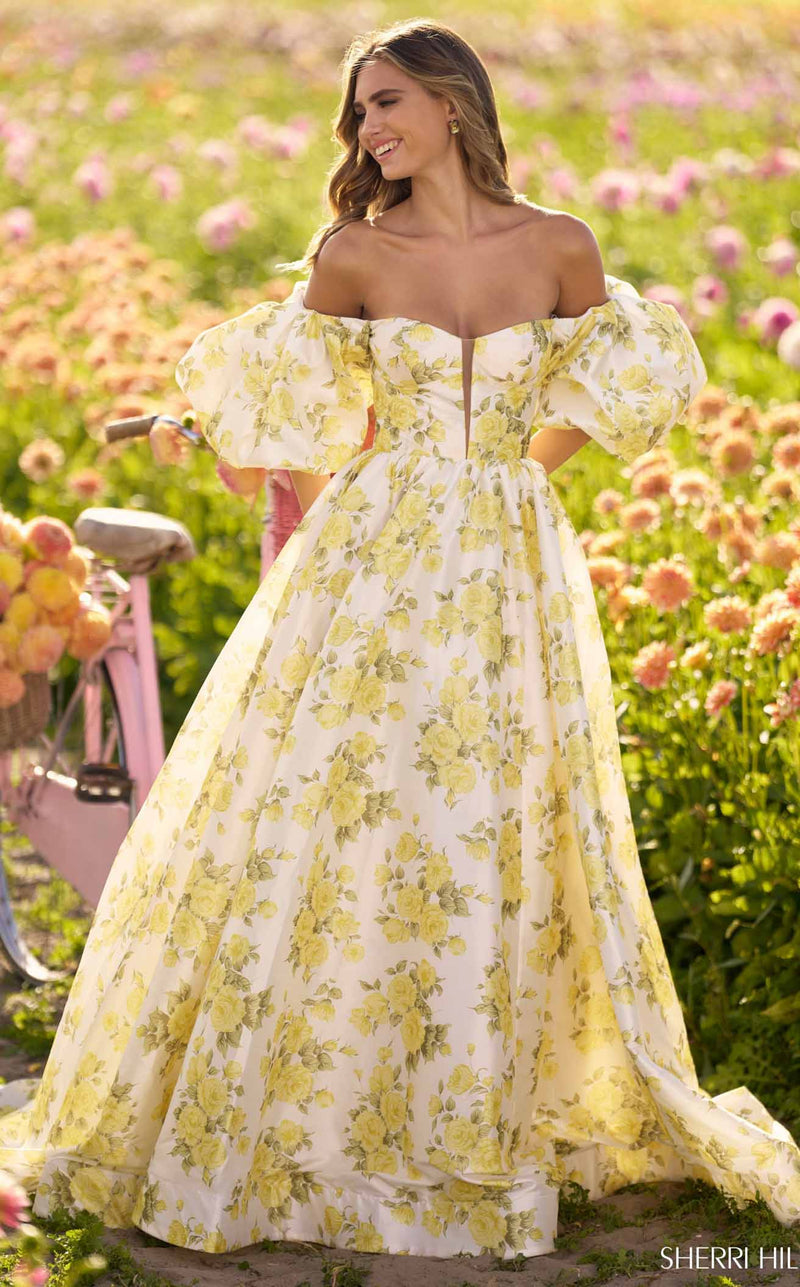 Sherri Hill 56379 Women's Formal Evening & Wedding Guest Dress - Yellow-Rose