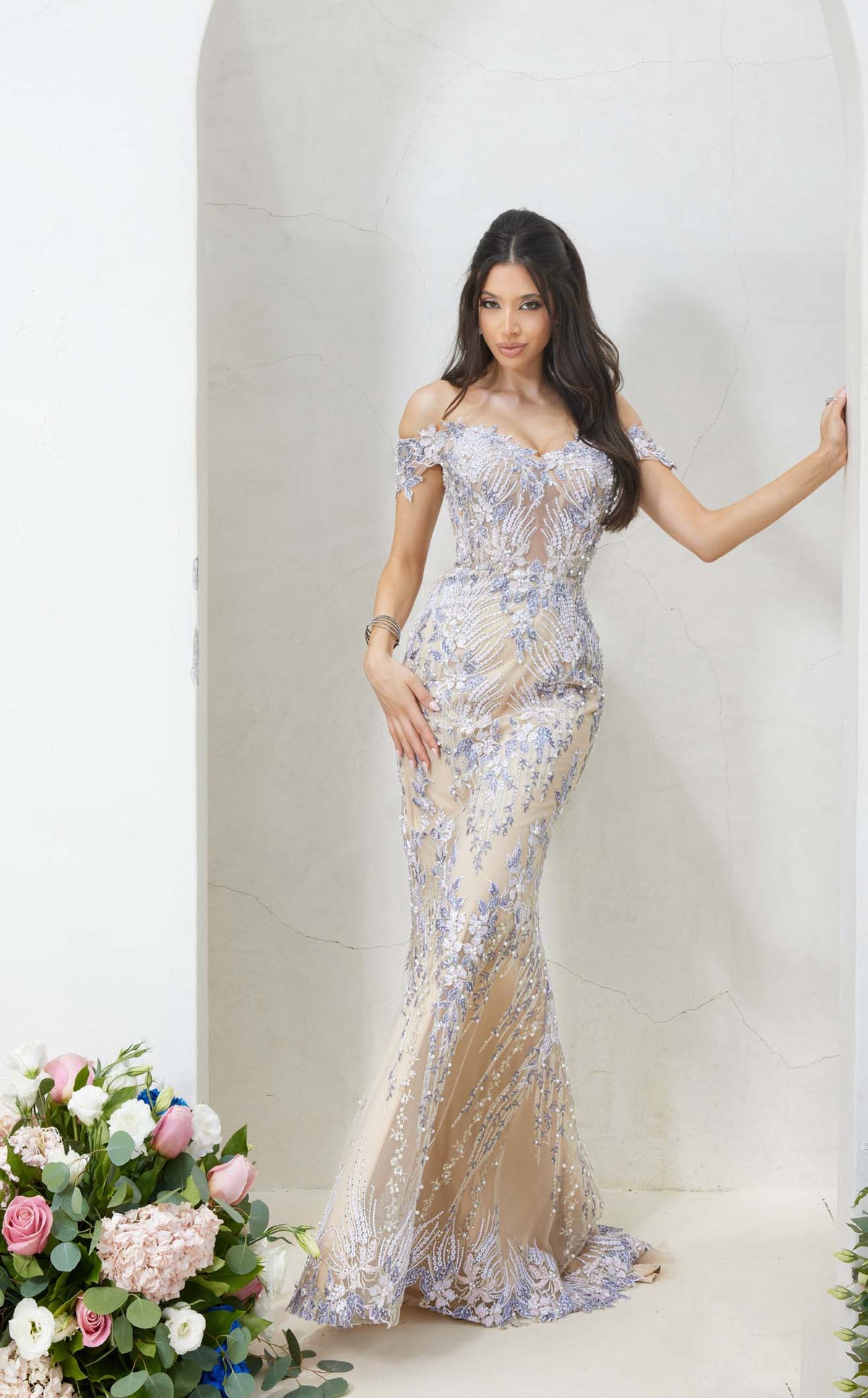 Terani 232GL1493 Prom Dress - Cream-Nude