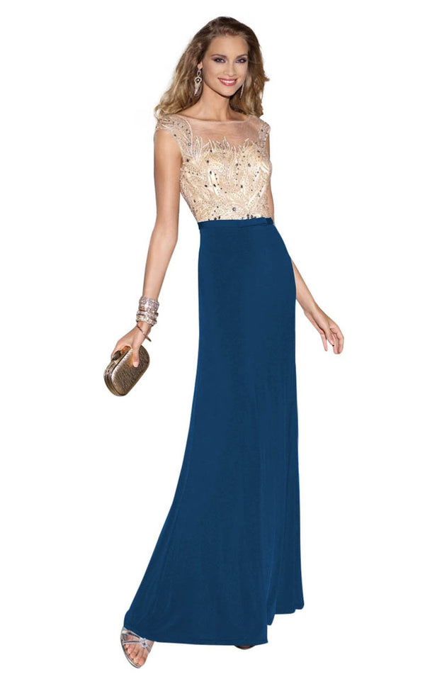 Alyce 5685 Blue-Coral-Champagne