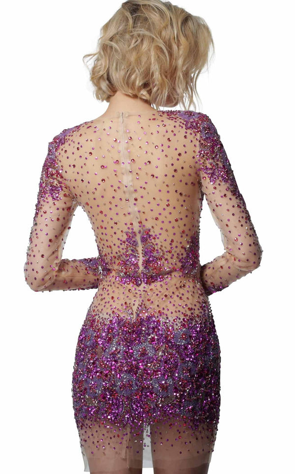 Jovani 47598 Nude-Fuchsia