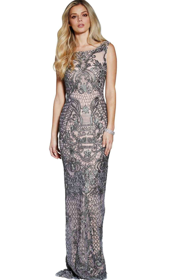 Jovani 48288 Gunmetal-Nude