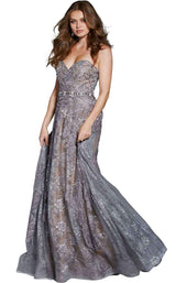Jovani 57790BG Charcoal/Nude