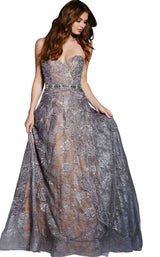 Jovani 57790BG Charcoal/Nude