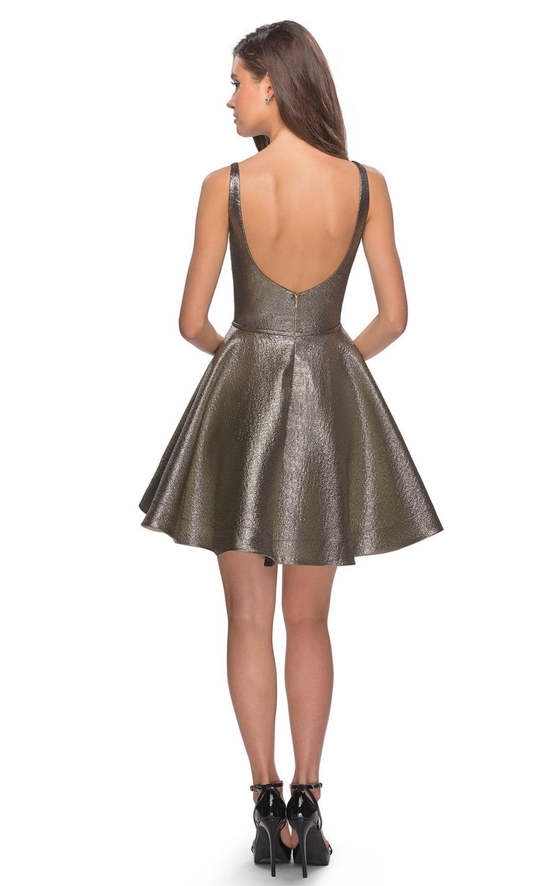 La Femme 28181 Dress Gold Black