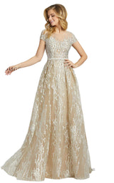 Mac Duggal 20141D Silver Nude