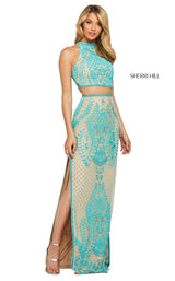 Sherri Hill 53436 Nude-Turquoise