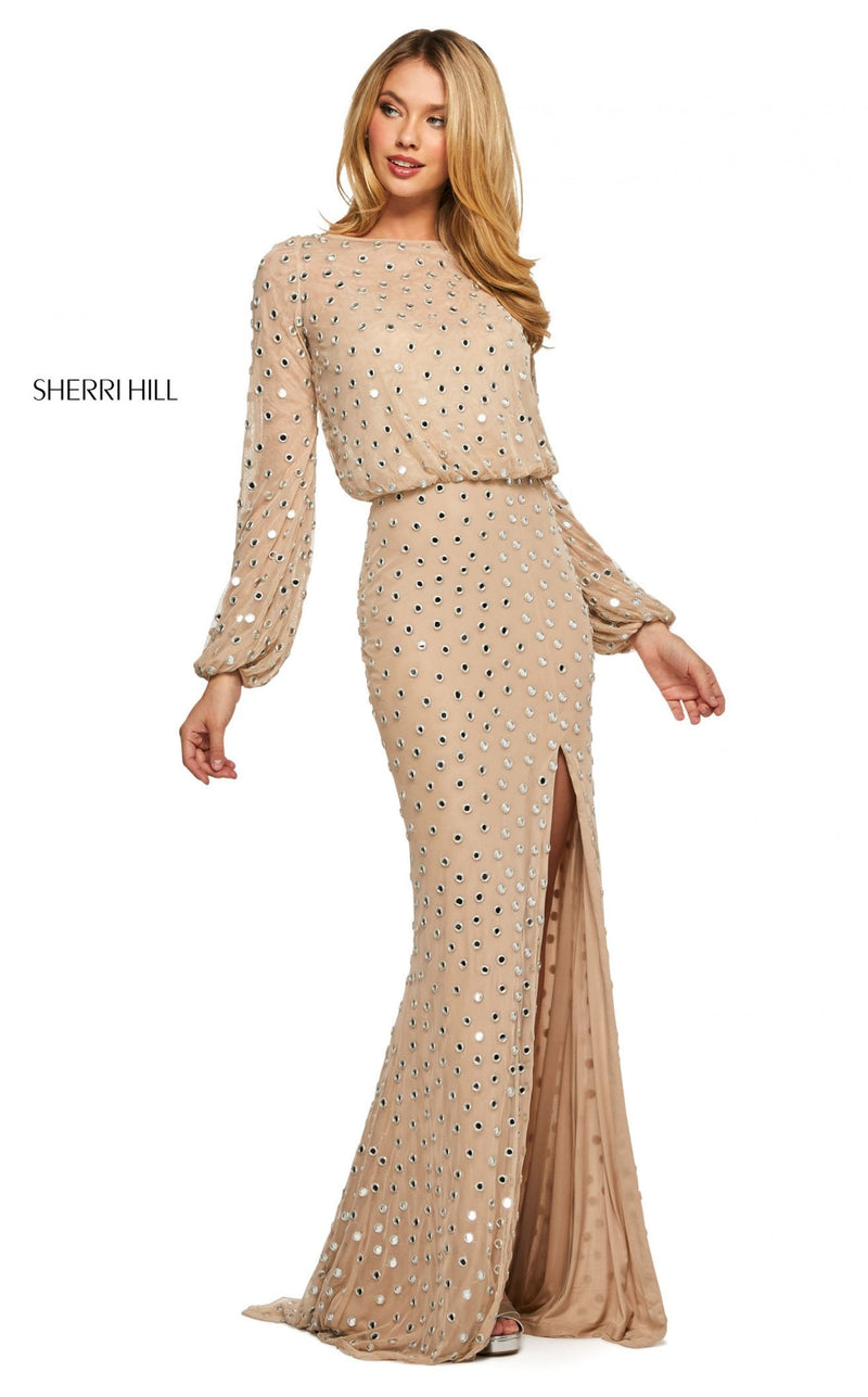Sherri Hill 53491 Nude/Silver