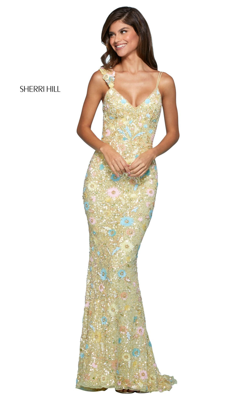Sherri Hill 53558 Light Yellow Multi