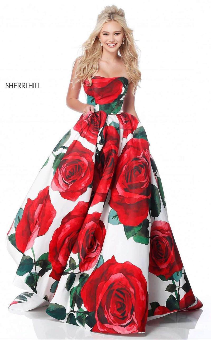 Sherri Hill 51926 Red Print