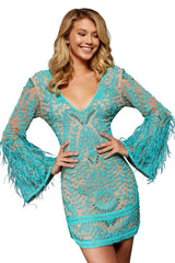 Sherri Hill 52307 Nude-Turquoise