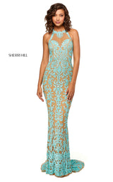 Sherri Hill 52527 Nude/Aqua