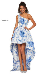 Sherri Hill 52530 Ivory-Blue-Print