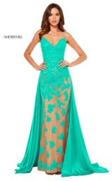 Sherri Hill 52538 Nude/Aqua