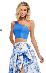 Sherri Hill 52617 Blue-Ivory-Print