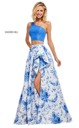 Sherri Hill 52617 Blue-Ivory-Print