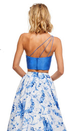 Sherri Hill 52617 Blue-Ivory-Print