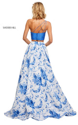 Sherri Hill 52617 Blue-Ivory-Print