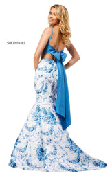 Sherri Hill 52622 Blue-Ivory-Print